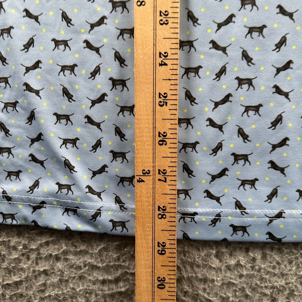Rhoback The Lab Polo Shirt Mens L Dog Print Performance Light Blue Stretch - Picture 8 of 10